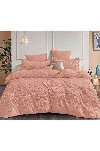 trendyhome Bed Linen, Velvet Jacquard, Grosgrain, 6 Pieces, Diamonds, Brown, HR24277