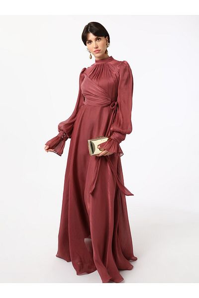 Refka Βραδινό φόρεμα Yoryo Silk Hijab - Dark Dusty Rose - Βραδινό φόρεμα