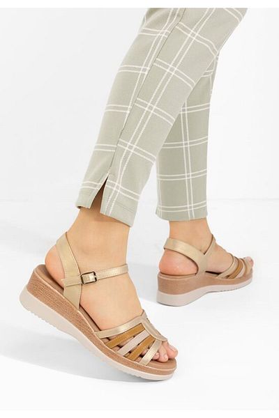 B T Shoes Catalena gold platform sandals