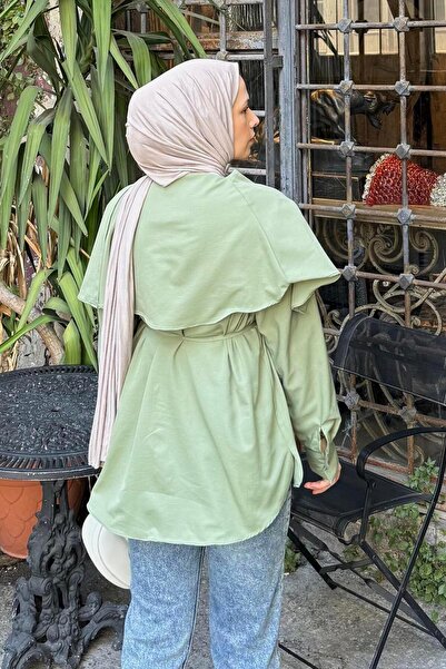 lamelif Πουκάμισο με επένδυση ώμου με πράσινη ζώνη