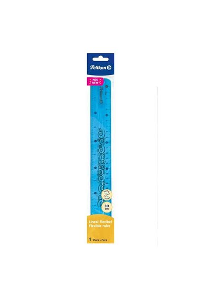 Pelikan Riglă flexibilă, culoare albastră, material plastic, dimensiune 30 cm