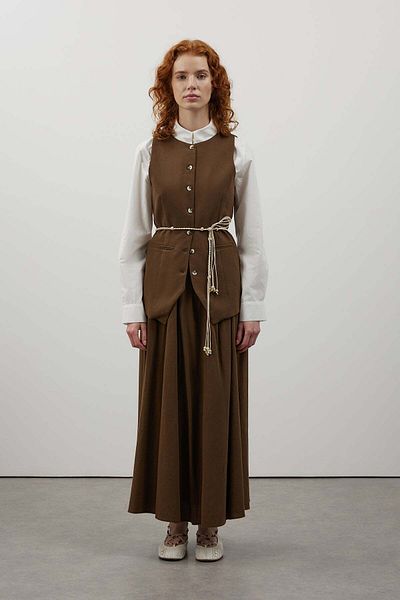 FUSHYA Double Linen Suit with Belted Vest