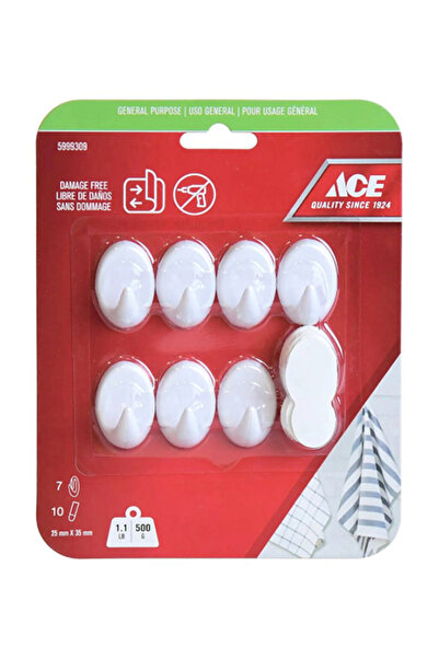 ACE خطاف لاصق متعدد الأغراض خالٍ من التلف، مكون من 7 قطع مع شرائط، مقاس 2.5 ×...