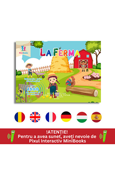 minibooks Carte interactiva cu sunete - La Ferma - Animalele Domestice în 6 Limbi -
