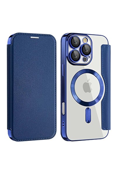 SKYDDAR INNOVATION Husă pentru iPhone 17, SmartMag Book, Magsafe, RFiD, suport pentru card, set de autocolante, albastră