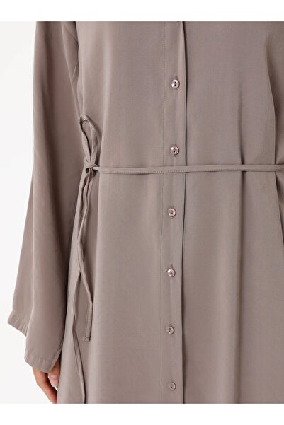 Refka Modal Fabric Comfortable Fit Long Tunic & Dress Double Set - Mink -