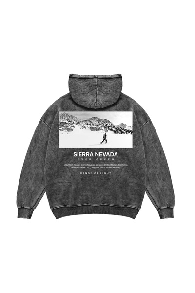 Bak Moda Μαύρο φούτερ με κουκούλα με στάμπα Sierra Nevada, Unisex, Oversize, ...