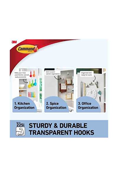 COMMAND 3-Piece Damage Free Hanging Wire Self Adhesive Hook with 4 Strips Small