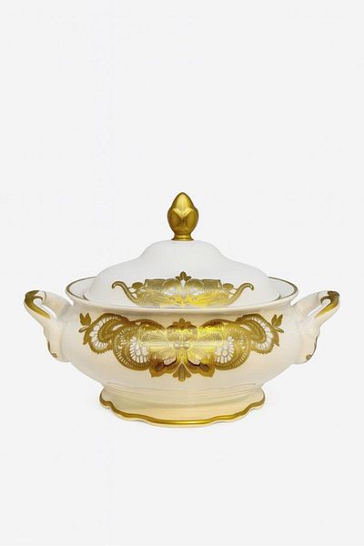 JEREMY Gold Flowers Porcelain Soup Pot 32cm