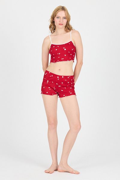 Rays Red Heart Patterned Tank Top Shorts Set 3405
