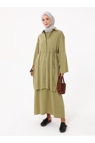 Refka Modal Dress Tunic Double Suit - Ανοιχτό Χακί -