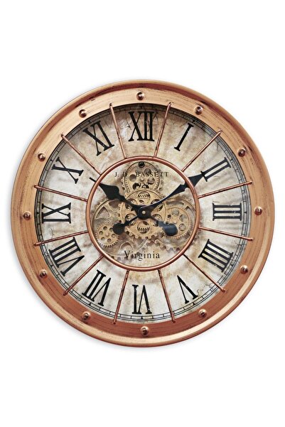 HemmaLjus sweden 60 cm Çarklı Eskitme Metal Retro Duvar Saati | Sessiz Mekani...