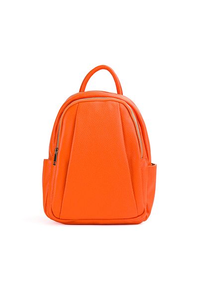 Posete Fagaras Timeea Leather Backpack - Orange, 2 Compartments, 6 Pockets