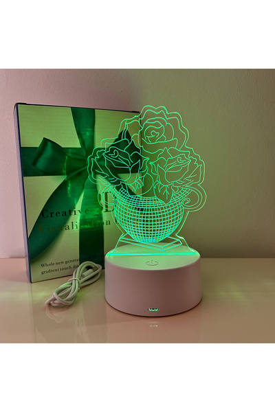 ILUMISHOP 3D LED Night Light, Flowers, 7 Colors, USB Power or 3 AA Batteries