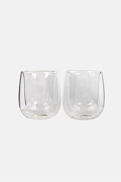 Cuisine Art 2 Pcs Borosilicate Double Wall Glass Cup 450 ml, Transparent