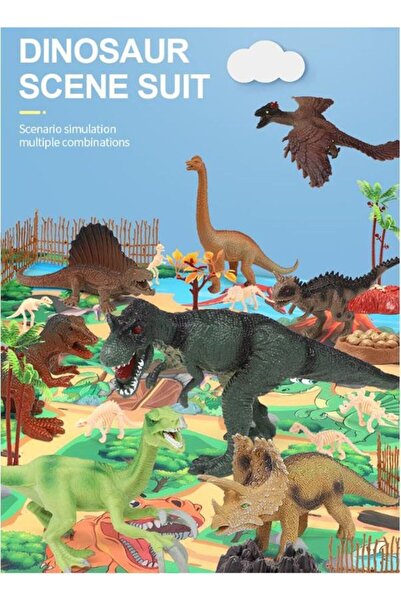 Yelajoy Dinosaur Play Set,8 Realistic Figures with Play Mat,DIY Scene Game for Kids