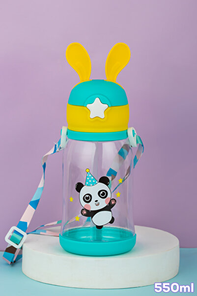 Porsima Flask Rabbit Themed Sticker Hanging Water Bottle - Water Bottle - Gre...