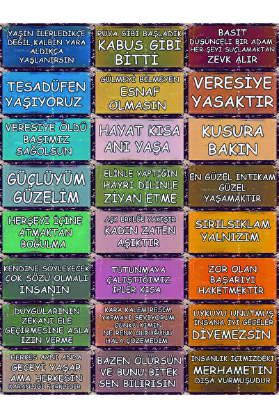 Hayal Poster Karışık Duvar Yazıları 24lü 1012 Retro Ahşap Poster