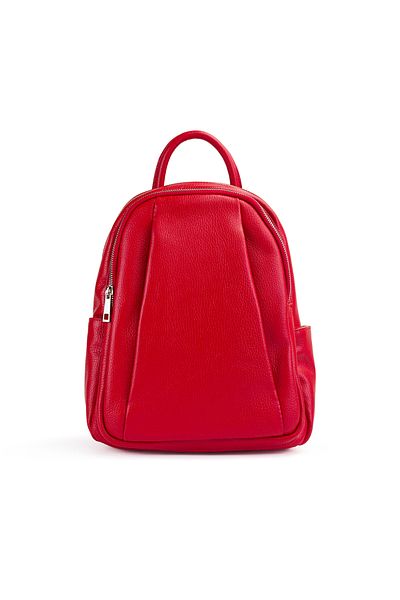Posete Fagaras Timeea Leather Backpack - Red, 2 Compartments, 6 Pockets