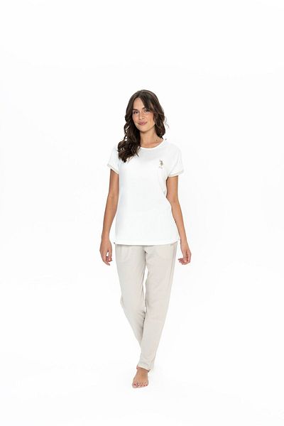 U.S. Polo Assn. U.S. Polo Assn. Women's Homewear Ecru Fit Basic Pajama Set - Ecru - Arass20Z04Z8Pzij-Ek