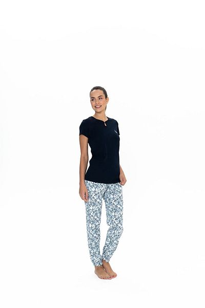 U.S. Polo Assn. U.S. Polo Assn. Women's Navy Blue Patterned Summer Long Pajamas - Navy Blue - Astps20F05L4Prij-Lac