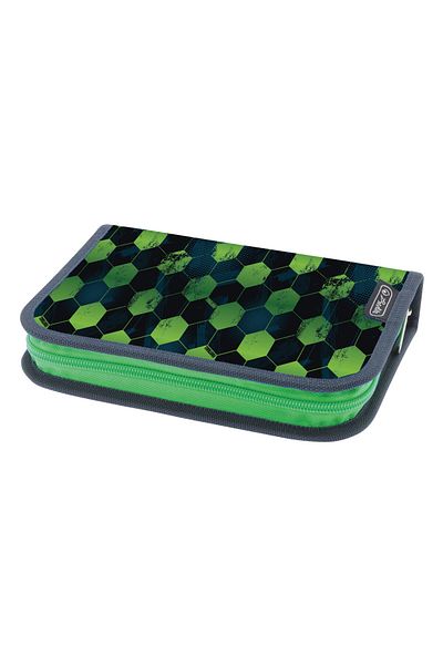 Herlitz Unequipped Pencil Case, 1 Flap, Hidden Zipper, Textile Interior, 13.5x19.5x3 cm, Football