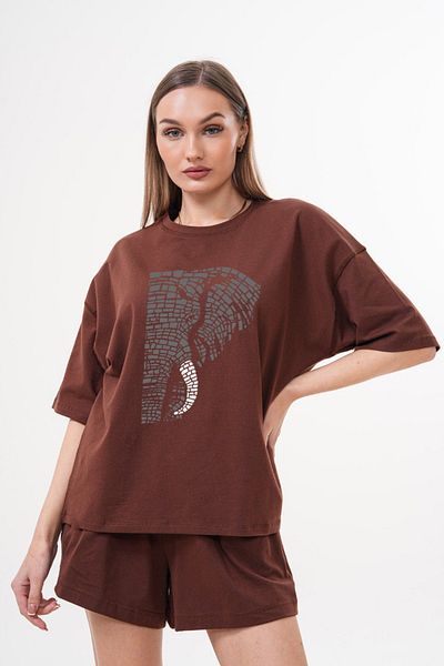 JANSO GROUP -Women's Cotton Printed Phil Text Short Sleeve Tshirt Oversize Large Size