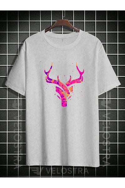 Velostra Unisex Abstract Deer Printed Oversize T-Shirt
