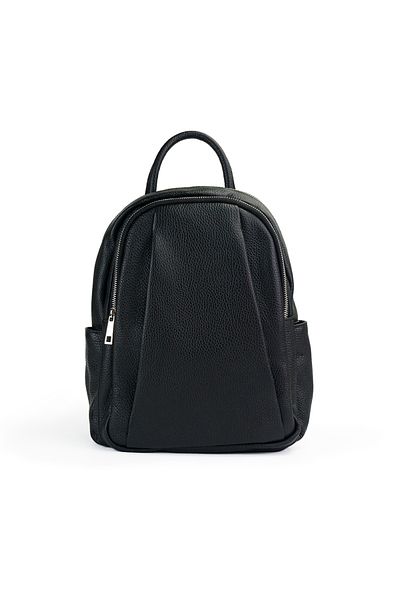 Posete Fagaras Timeea Leather Backpack - Black, 2 Compartments, 6 Pockets