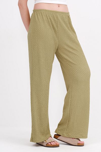 Addax Textured Trousers with Elastic Waistband Pn0546