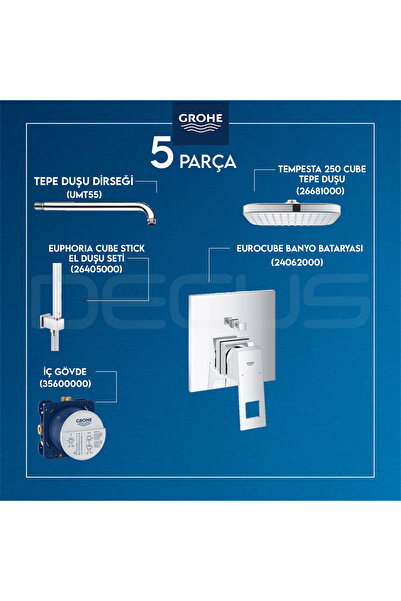 Grohe Eurocube Ankastre Duş Seti Umt55 26681000 26405000 24062000 35600000