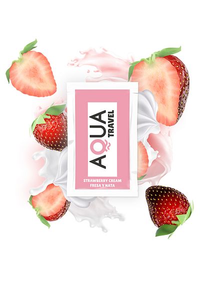 AQUA TRAVEL - water-based lubricant with strawberry cream flavor 6 ml