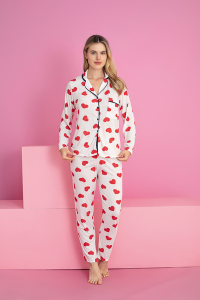 rindahomewear Women's Viscos Button Pajamas Set