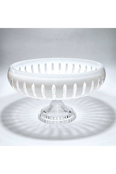 Kristal Market Handmade Crystal Vertical Pattern 28 cm Decorative Presentation Stand Tableware Presentation Bowl