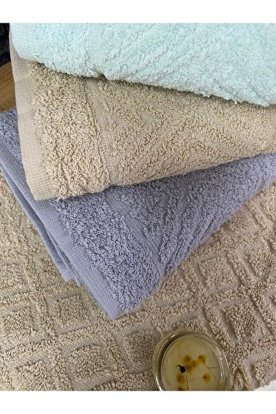 Bonny Home Tile 3-Piece Hand and Face Towel Set – 50X90 cm 100% Cotton, Soft Textured, Knitted Pattern