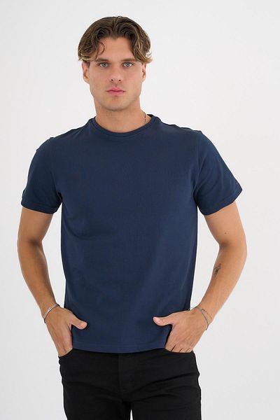 Deri Company Ανδρικό μπλουζάκι Navy Blue 100% βαμβακερό Standard Fit