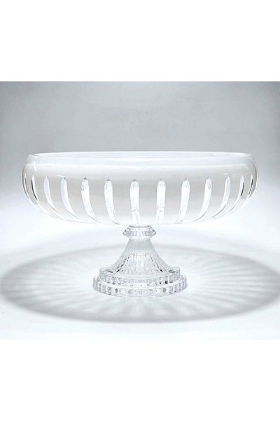 Kristal Market Handmade Crystal Vertical Pattern 28 cm Decorative Presentation Stand Tableware Presentation Bowl