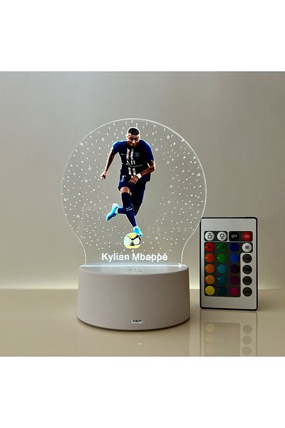 ILUMISHOP Lampa De Veghe LED, Kylian Mbappe, 16 Culori, cu telecomanda, Alimentare USB sau 3 baterii AA