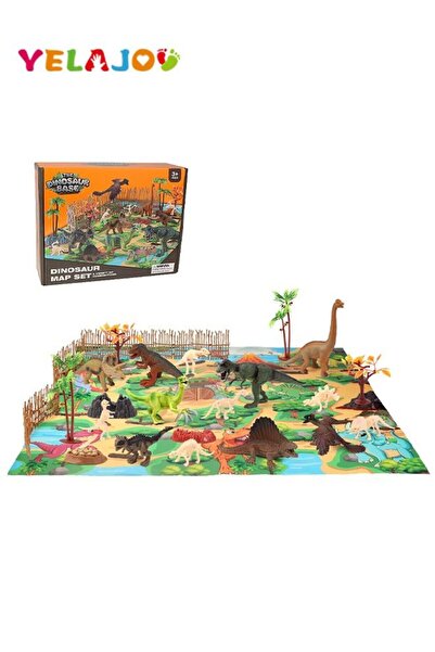 Arabest مجموعة لعب الديناصورات مع سجادة اللعب، 8 مشاهد ديناصورات واقعية يمكنك...