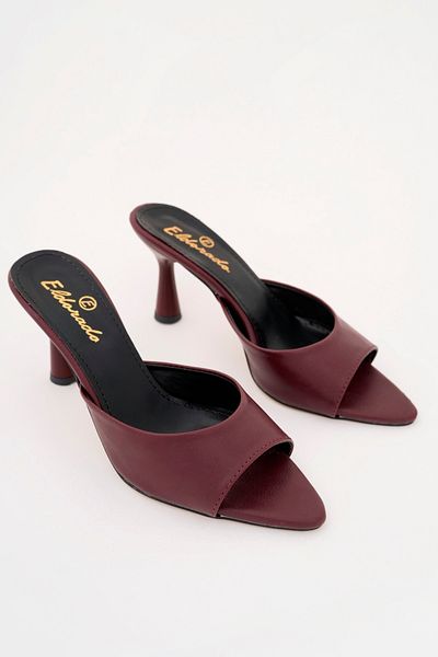 meyra'nın ayakkabıları Women's Burgundy Skin Pointed Toe Heeled Shoes