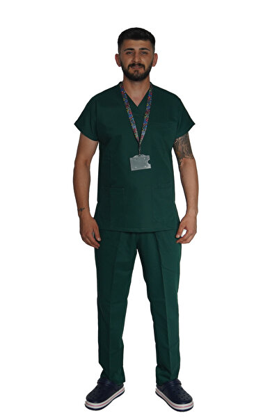 Marka LİKRALI UNİSEX HEMŞİRE VE DOKTOR SCRUBS TAKIM ZÜMRÜT YEŞİLİ