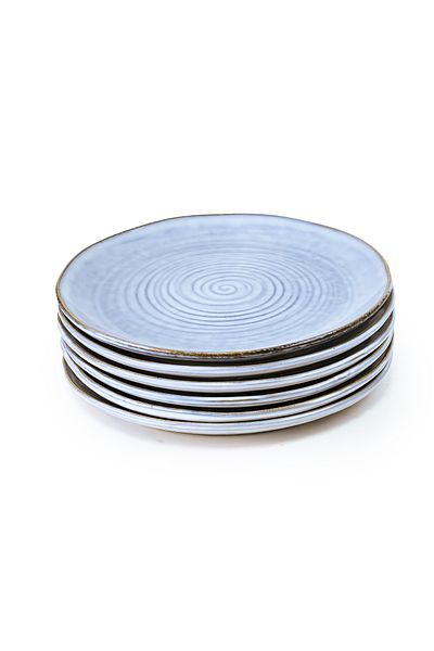 Cuisine Art Tia Stoneware Side Plate - 21cm, Blue (Set of 6)