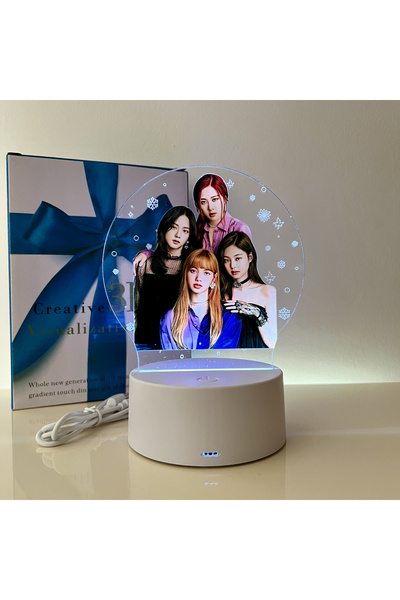 ILUMISHOP LED Night Light, BlackPink, 7 Colors, USB Power or 3 AA Batteries