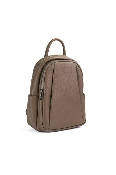 Posete Fagaras Timeea Leather Backpack - Taupe, 2 Compartments, 6 Pockets