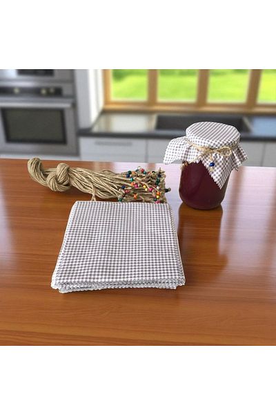 AdaEsintisi 10 Pieces of Gingham Jar Lid Cover and Beaded Binding String