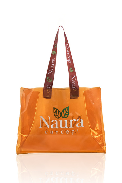 NAURA Concept Geantă de plajă transparentă de dimensiuni mari cu cu imprimeu ...