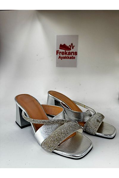 NEWGÜLTEKİN Genuine Leather Stone Showy Comfortable Stylish Slippers