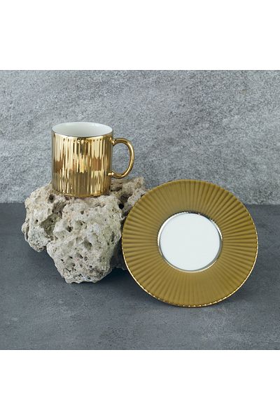 Aryıldız Lumiere Gold 4 Piece Turkish Coffee Cup Set for 2 People 90 ml