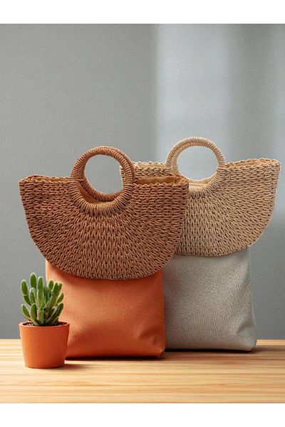 TABA BUTİK Straw Women's Bag