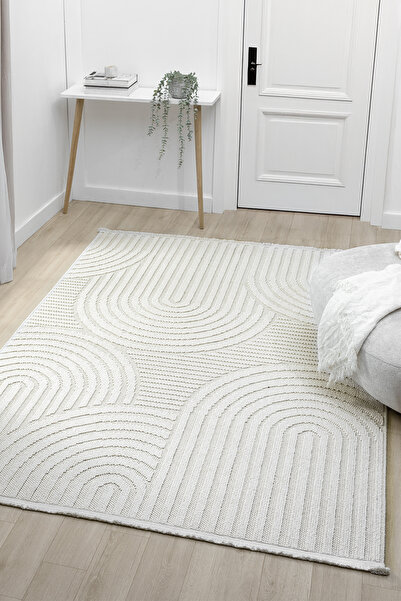 Fizy White Carpet Loop Sisal Carpet Modern Woven Living Room Living Room Rug 13792A